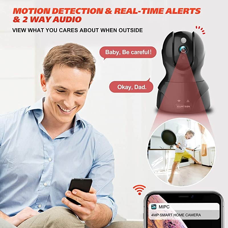 Cameras Pet Cameras for Homes KMATRON 4MP HD WiFi Dog Camera Night Vision PanTiltZoom Motion Detection with 2 Way Audio Cloud Service Available