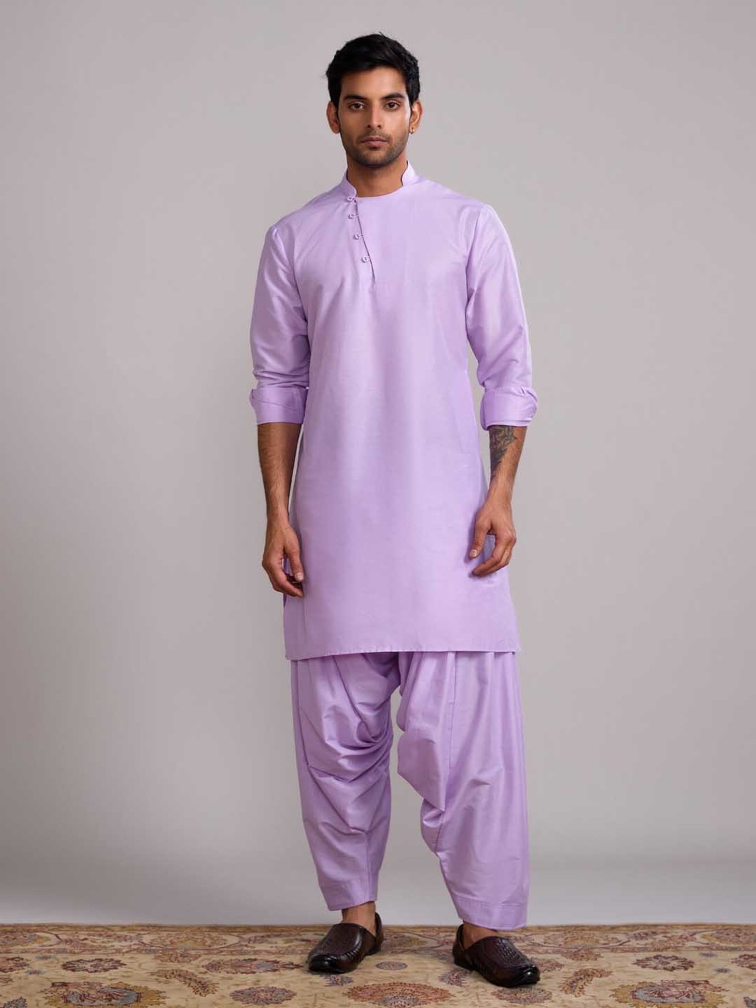 Abhishti Lavender Straight Fit Kurta & Salwar Set