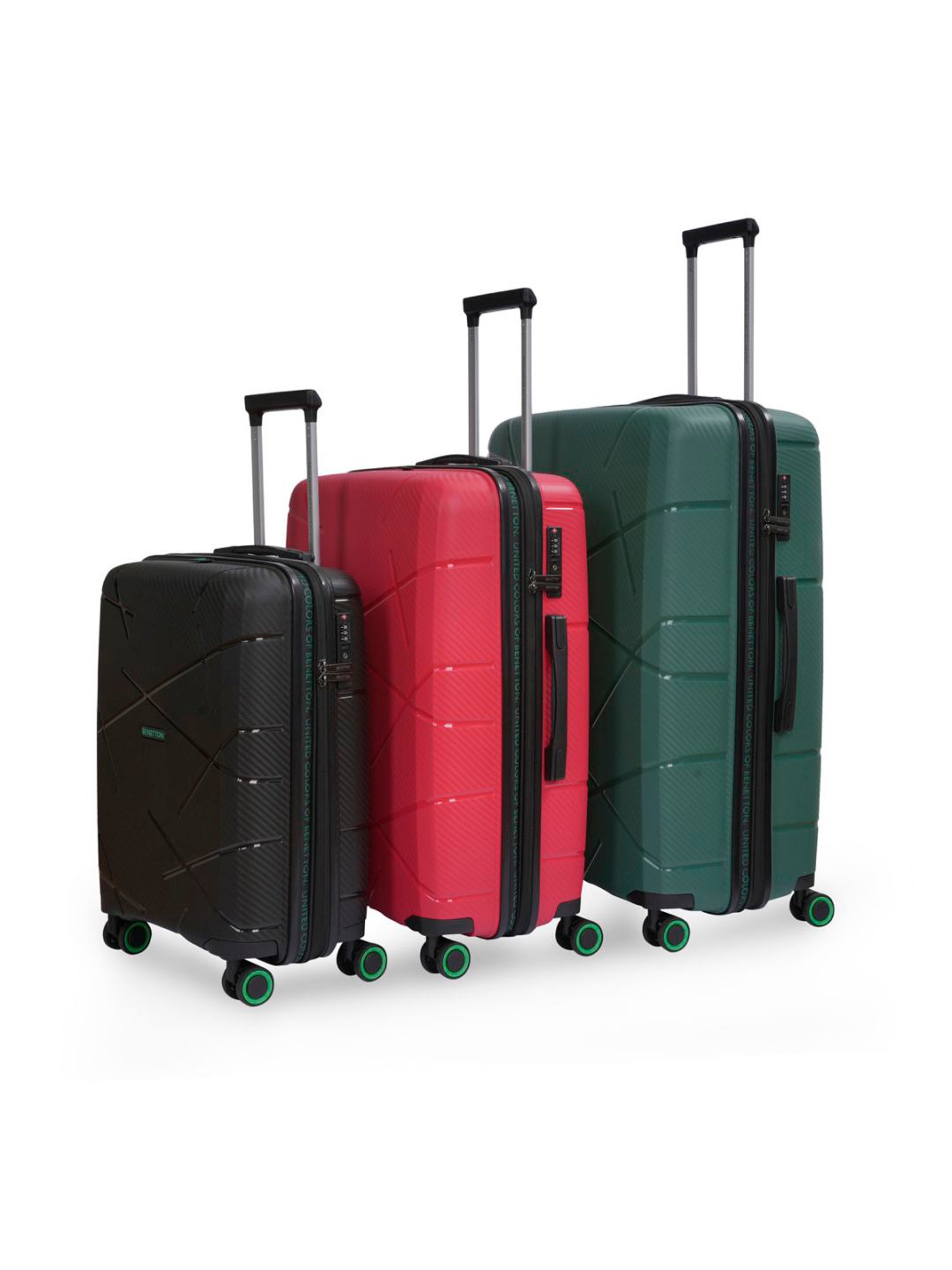 United Colors of Benetton Moonstone Green Textured Hard Large Trolley Bag - 78 Cm