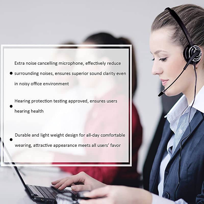 Headset with Noise Cancelling Microphone and Volume Controller for Conference Calls Softphone Conversation Clear Chat Online Course etc