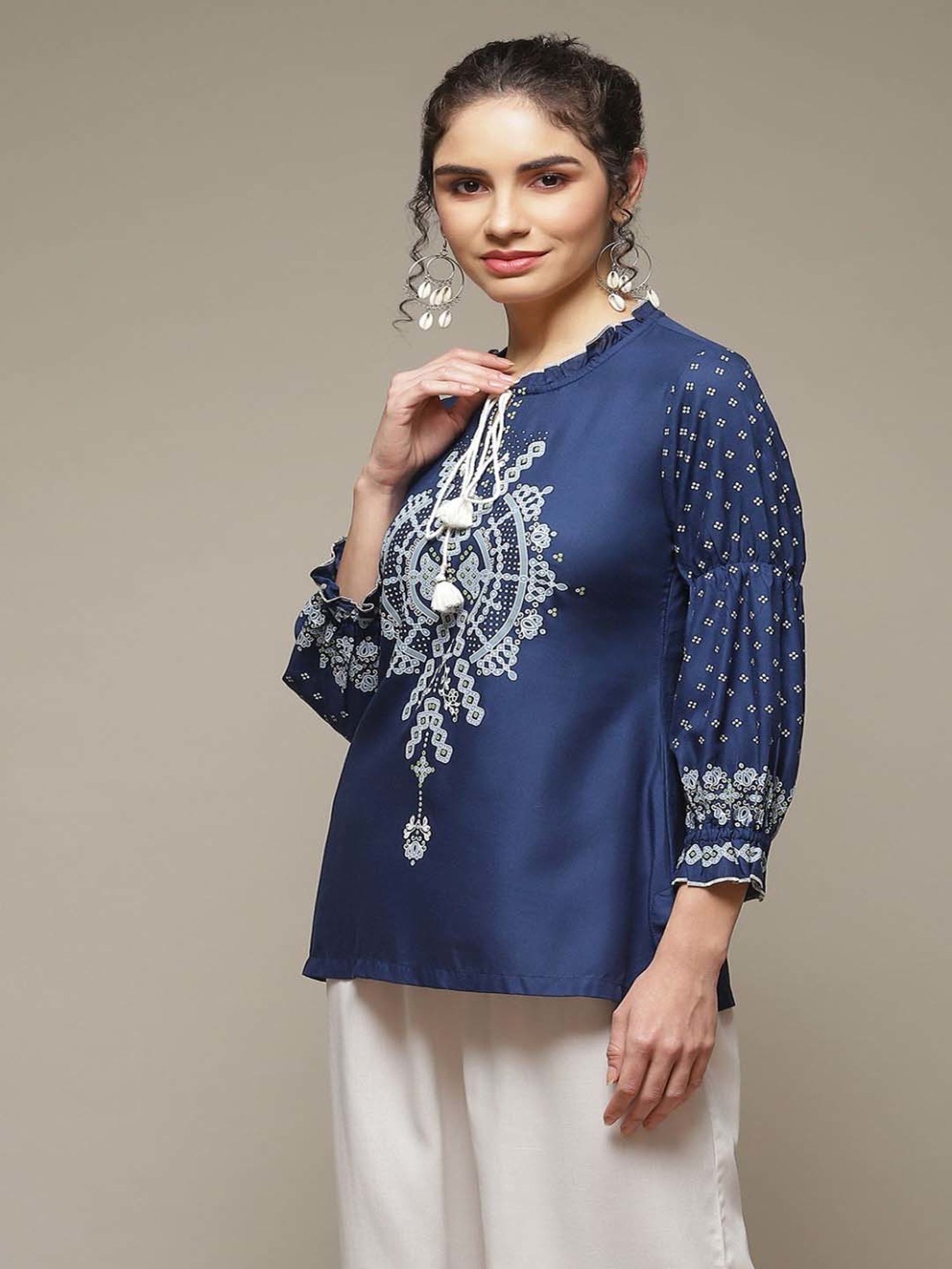 Rangriti Blue Printed Top