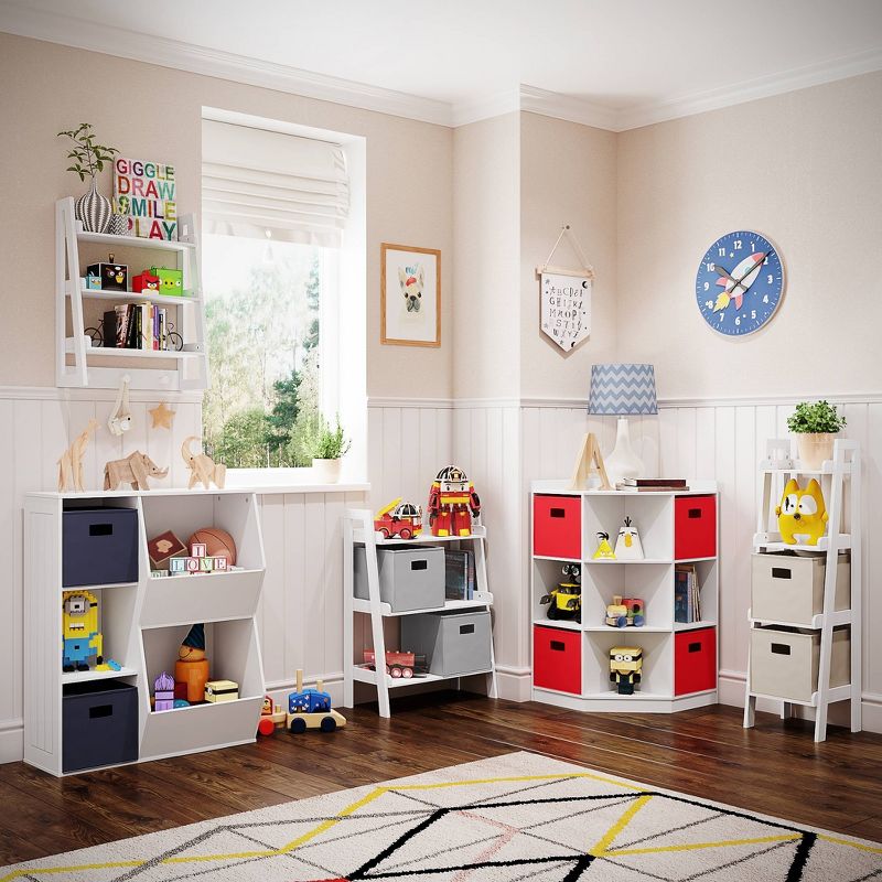 Kids' 6 Cubby with 3 Shelf Corner Cabinet White - RiverRidge