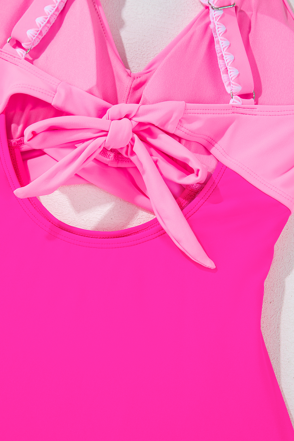 Black Plant Print Zip Front Half Sleeve One Piece Swimsuit