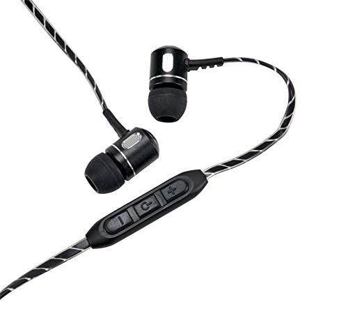 altec lansing mzx148 bluetooth metal earphones with 30 foot wireless range, up to 5 hours of battery life, builtin microphone and voice assistant black
