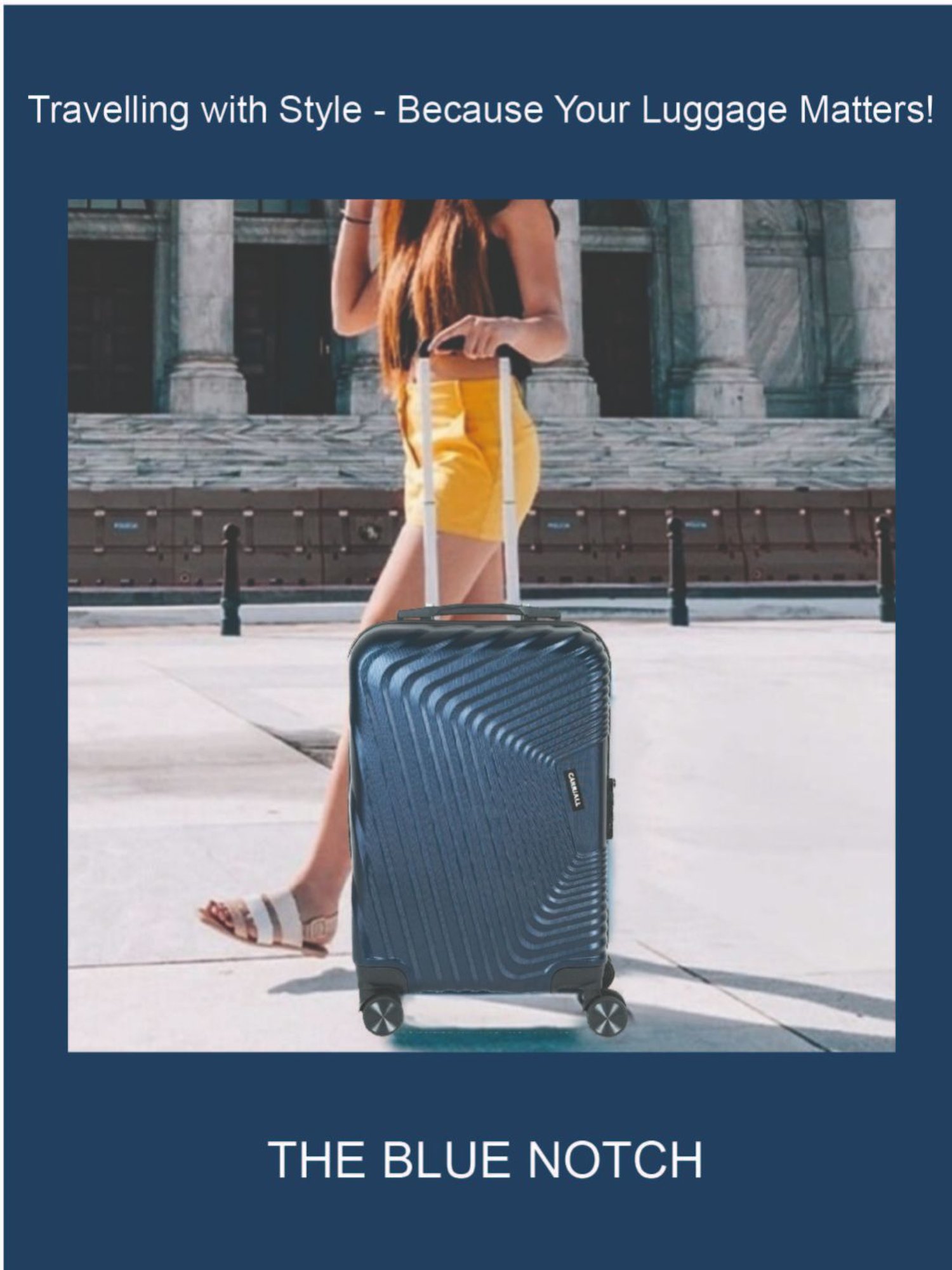 Carriall Navy Blue 8 Wheel Small Hard Cabin Trolley - 33 cm