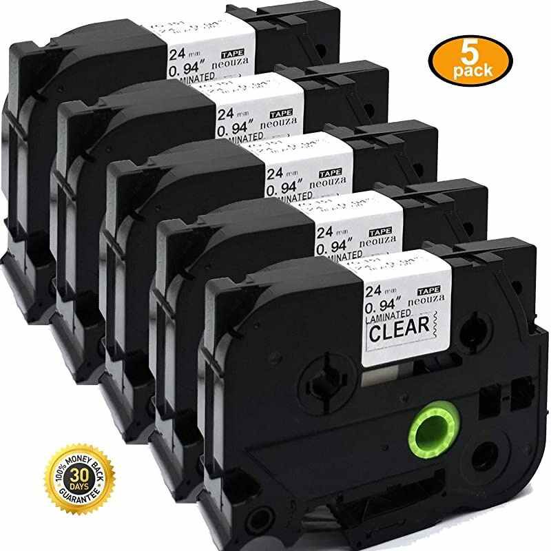 Compatible with 5PK Brother PTouch Label Tape Cartridge 24mm x 8m Tze151 Tze151 Tz151Black on Clear