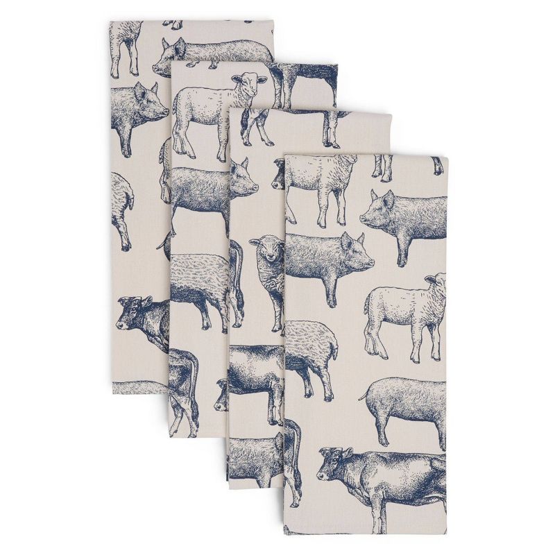 4pk Cotton Farm Animals Kitchen Towel Set - Town & Country Living