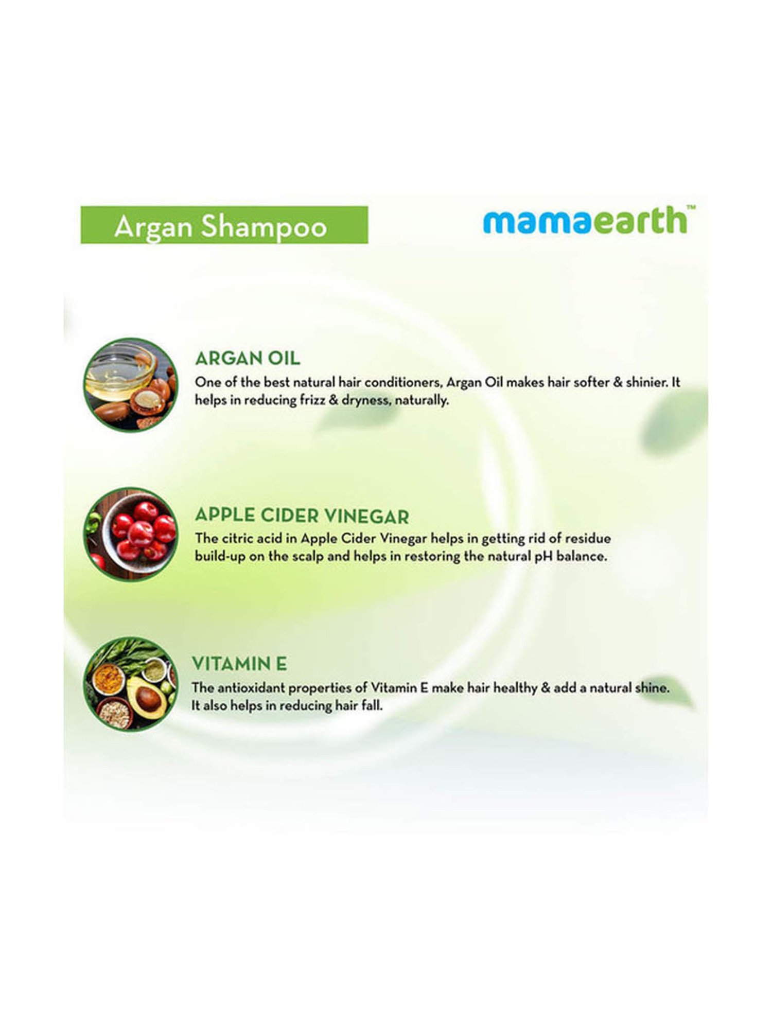 Mamaearth Argan & Apple Cider Vinegar Shampoo - 250 ml