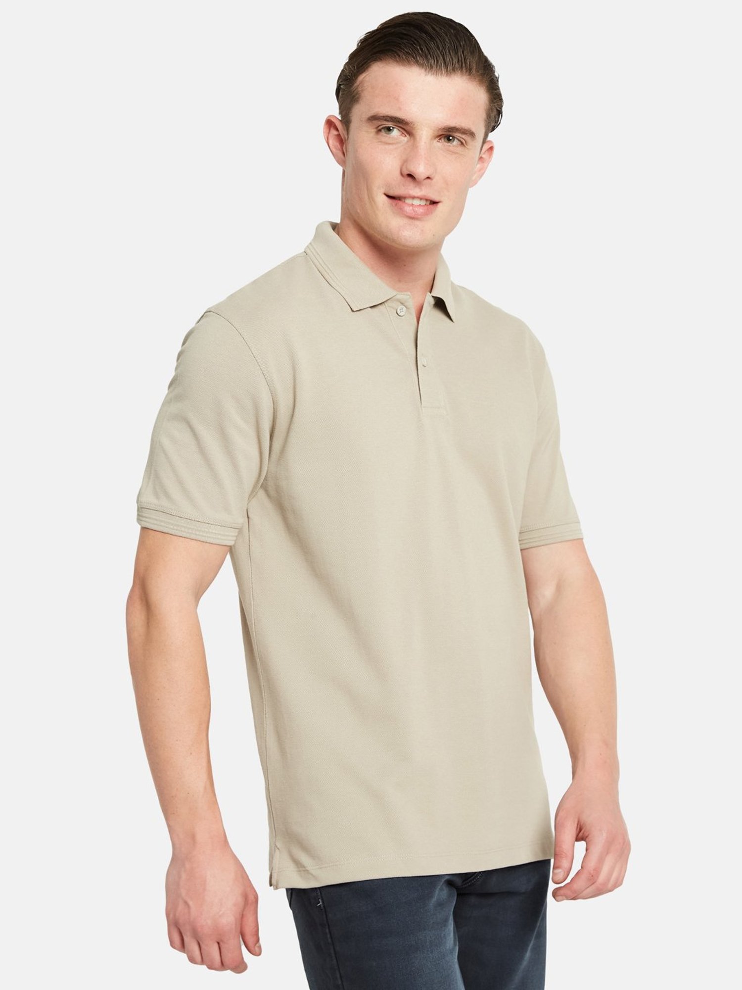Octave Stone Beige Regular Fit Polo T-Shirt
