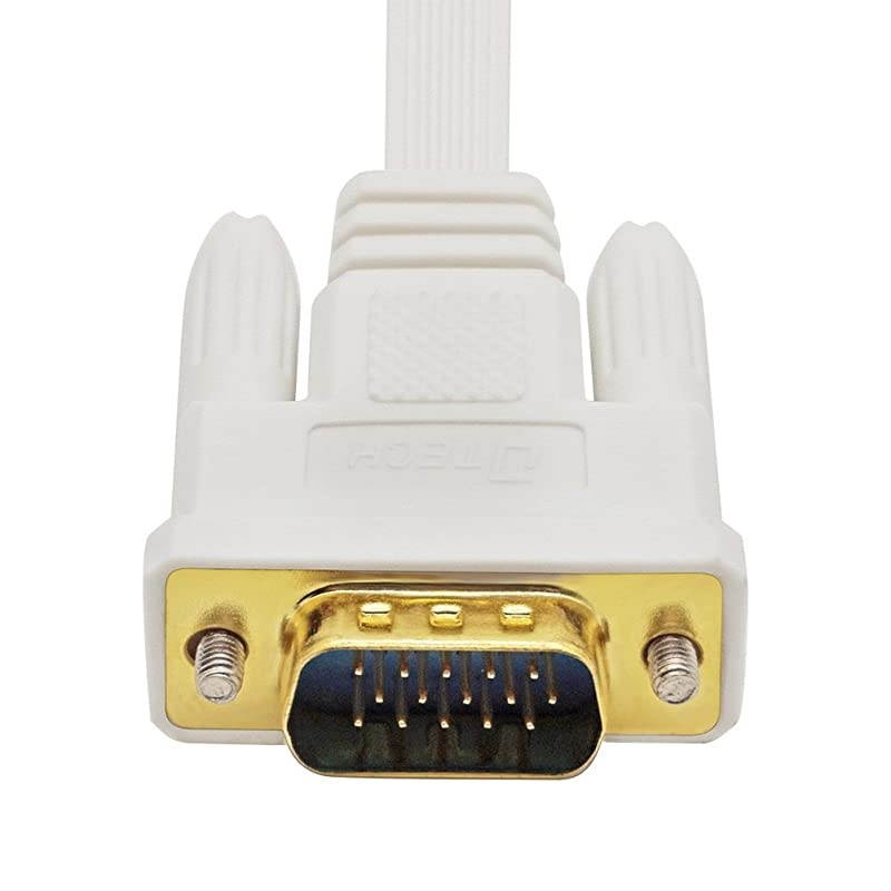 Thin Flexible 6 Feet VGA to VGA Cable Male to Male 1080p High Resolution Short Computer Monitor Cord - White - 6ft