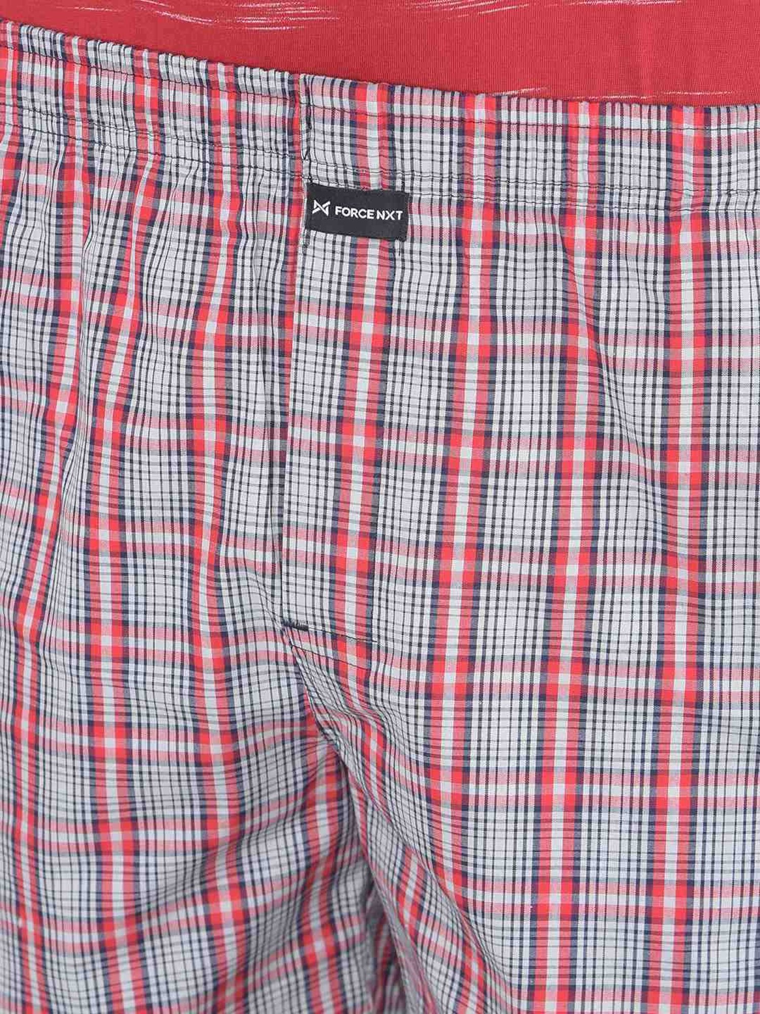 Force NXT Blue Cotton Regular Fit Checks Boxers - Pack Of 2