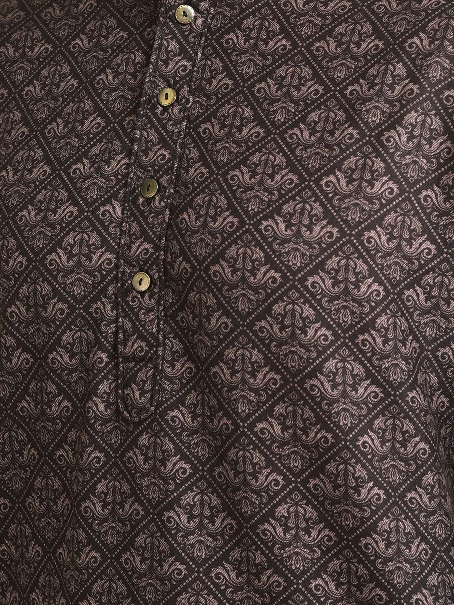 TABARD Black & pink Regular Fit Print Kurta with Churidar Set