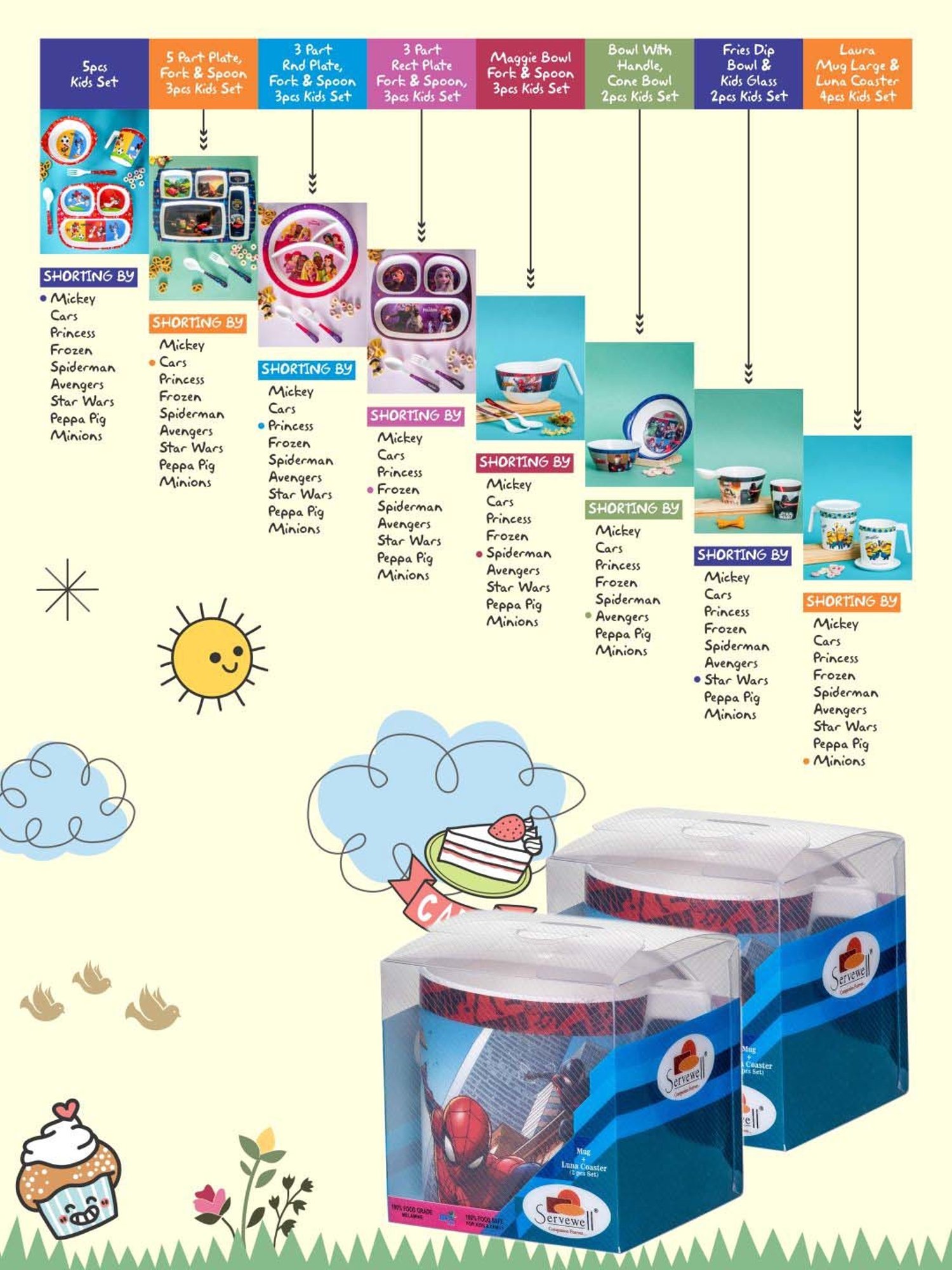 Servewell Spiderman Multicolor Melamine Laura Mug Large Kids Set (0.32 L) - Set of 4