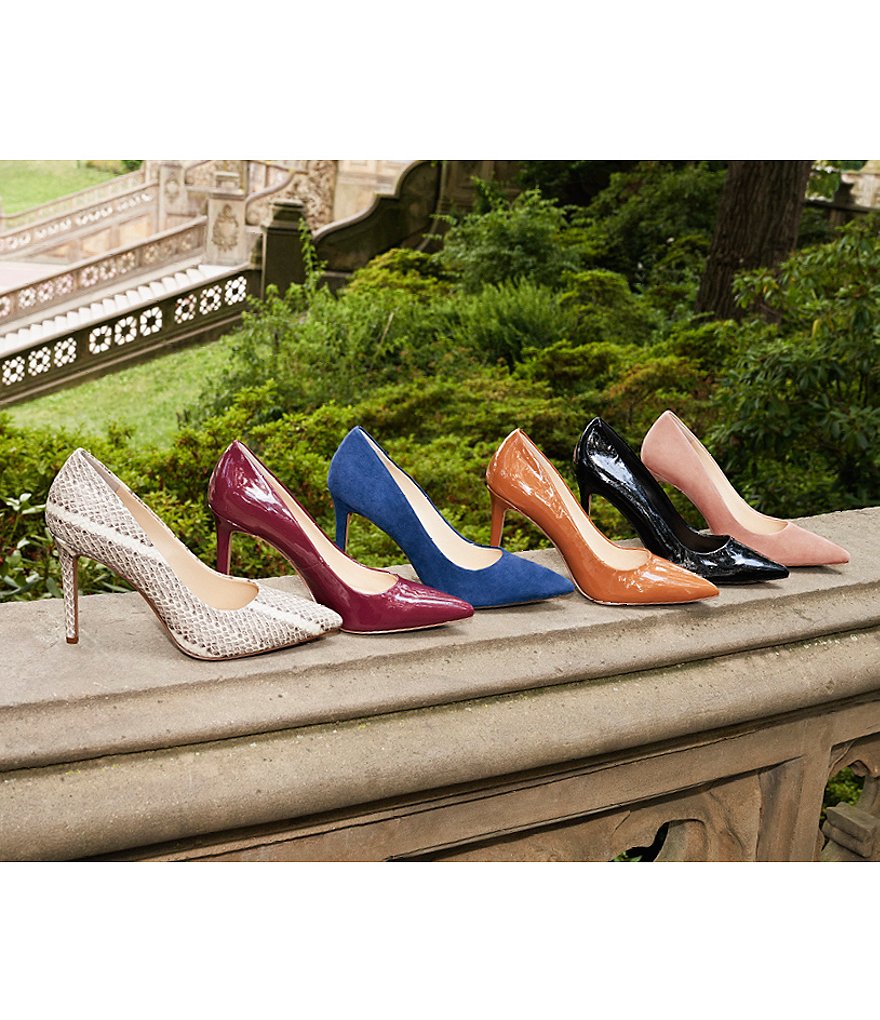 Deltan Tessa Croc-Embossed T-Strap Block Heel Pumps