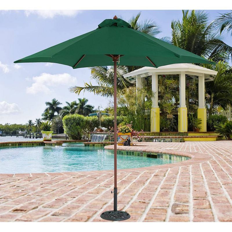 9' Round Wood Patio Umbrella - Hunter Green