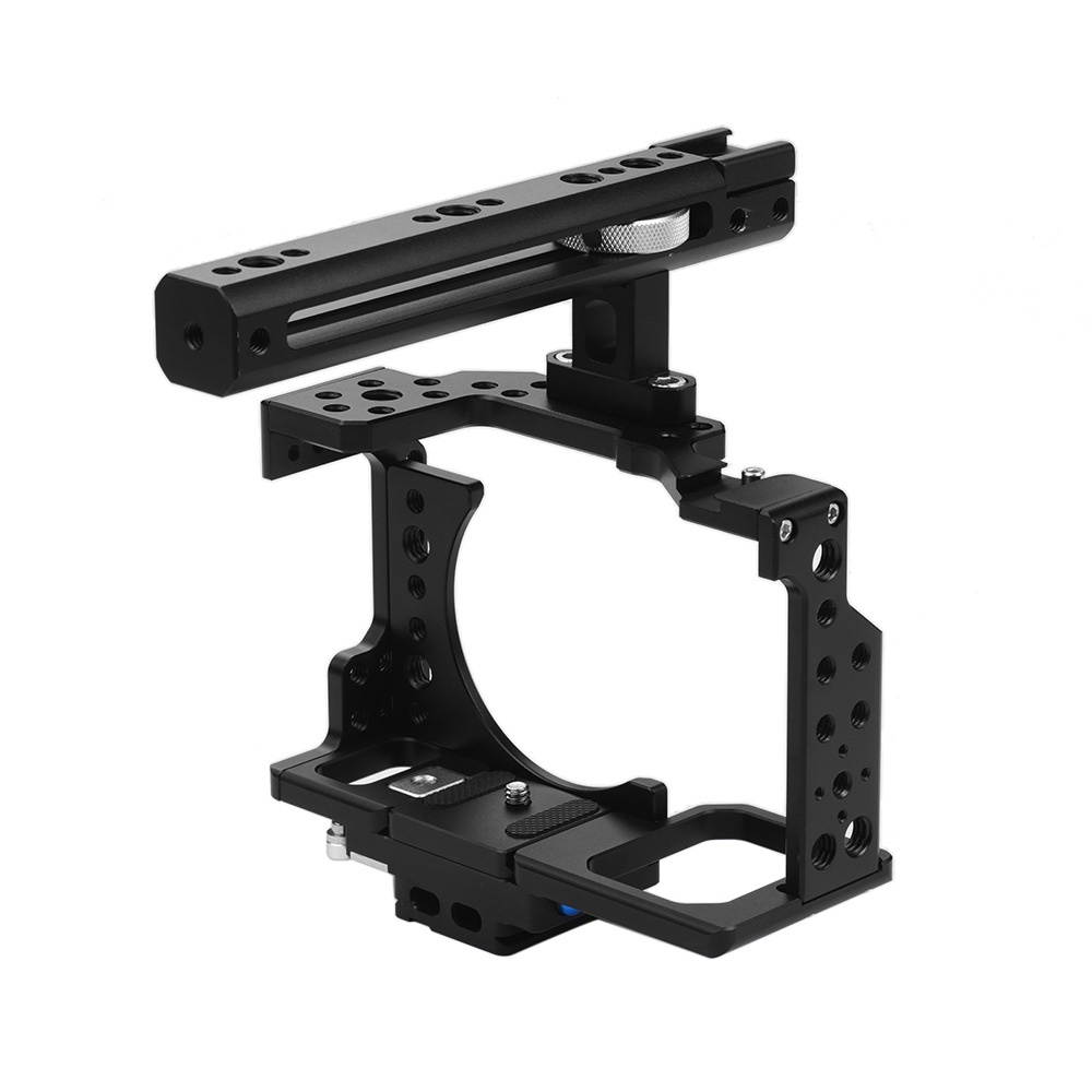 Andoer Camera Cage + Top Handle Kit Video Film Movie Making Stabilizer Aluminum Alloy with Cold Shoe Mount Cable Clamp Mounting Adapter for Sony A7II/A7III/A7SII/A7M3/A7RII/A7RIII Camera