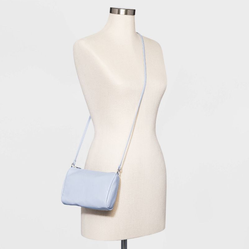 VR NYC Magnetic Strap Closure Mosaic Design Denim Laser Cut Crossbody Bag - Blue