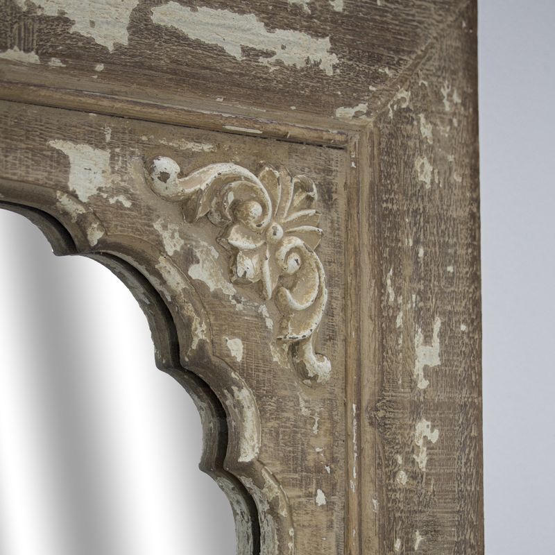 32.3" x 20.5" Rustic Distressed Wood Hanging Wall Vanity Mirror Brown - American Art Decor