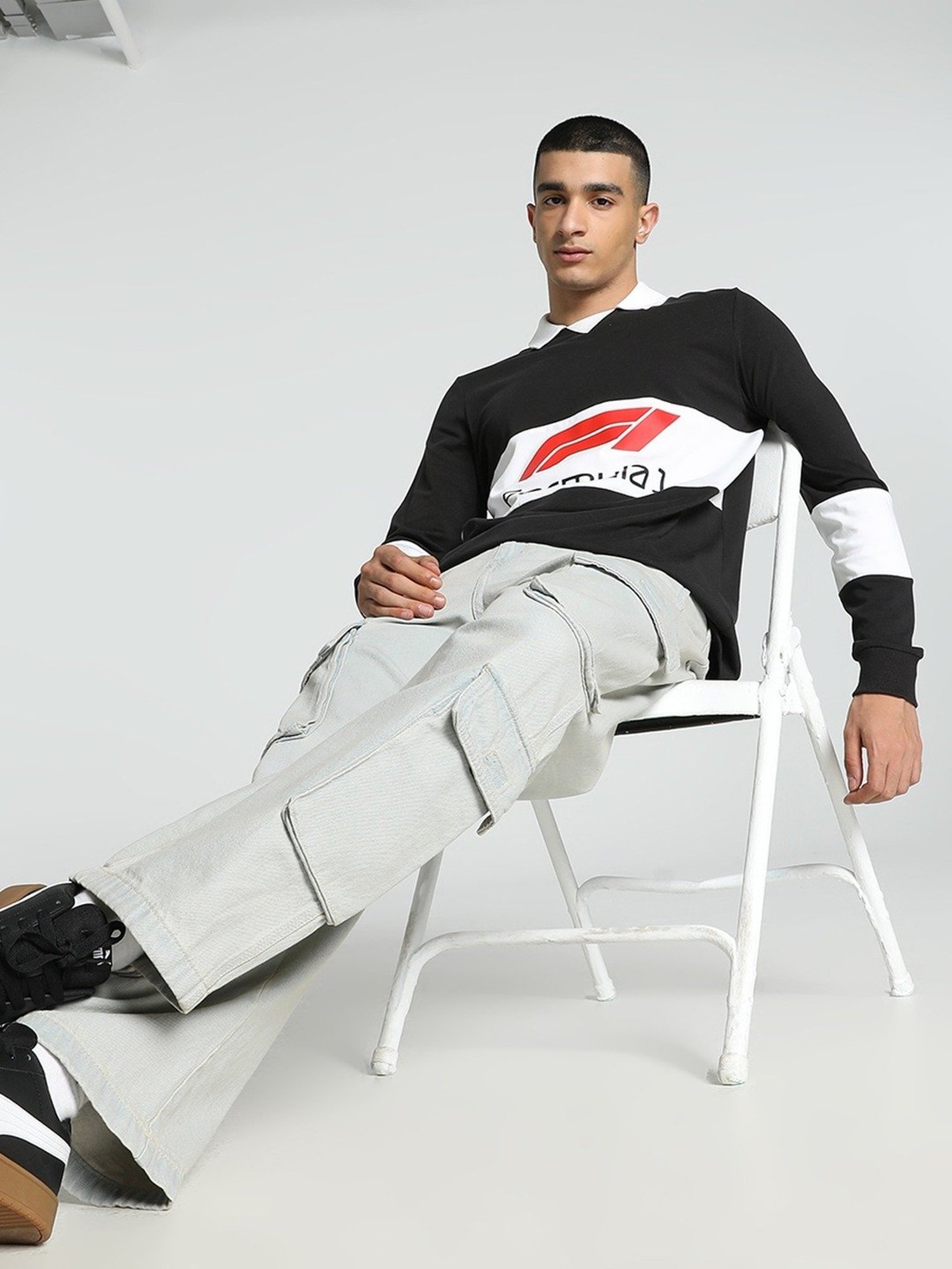 Puma Black Cotton Regular Fit Polo T-Shirt