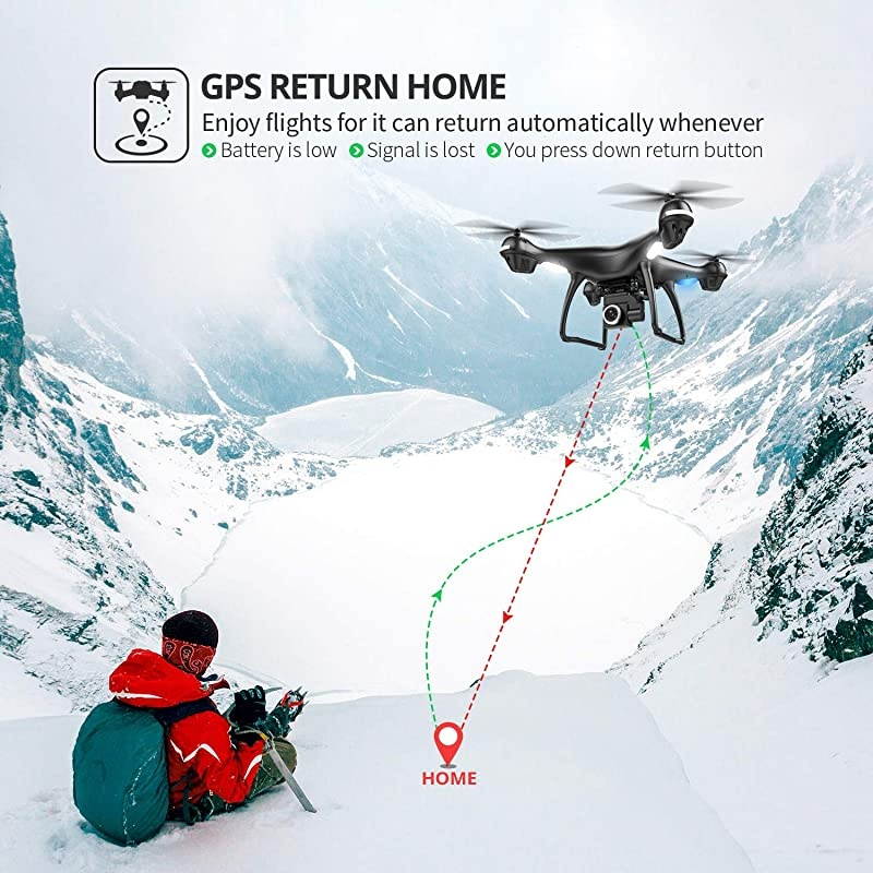2K GPS FPV RC Drone HS100 with HD Camera Live Video and GPS Return Home, Large Quadcopter with Adjustable Wide-Angle Camera, Follow Me, Altitude Hold, 18 Minutes Flight, Long Control Range