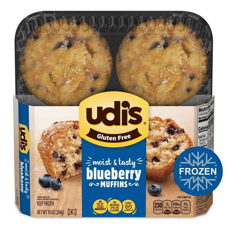 Udi's Gluten Free Blueberry Frozen Muffins - 10oz /4ct