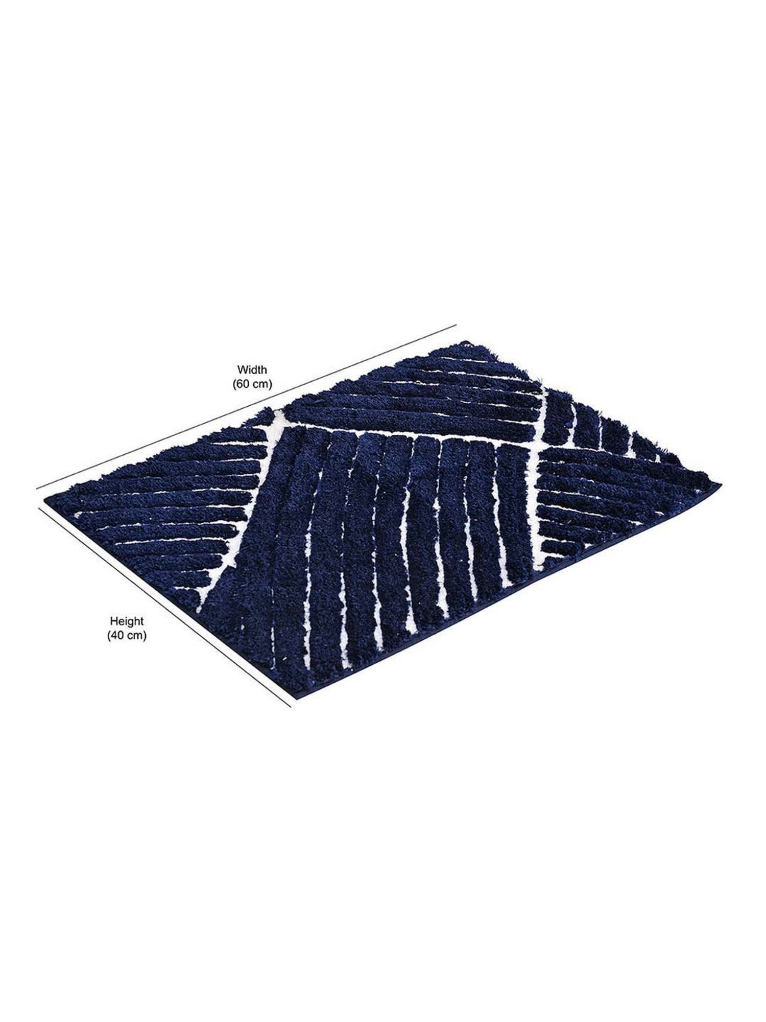 @home Dark Navy Polyester 800 GSM Anti Skid Bath Mat