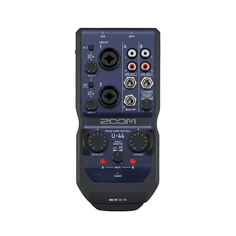 U-44 Handy Audio Interface, 4-Channel Portable USB Audio Interface, 2 XLR/TRS Combo Inputs, MIDI I/O, RCA Outputs, Compatible with  Capsules