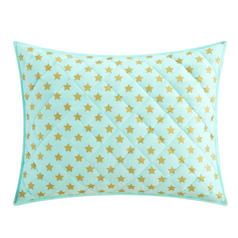 Full Metallic Star Quilt Set Mint Green - Heritage Club
