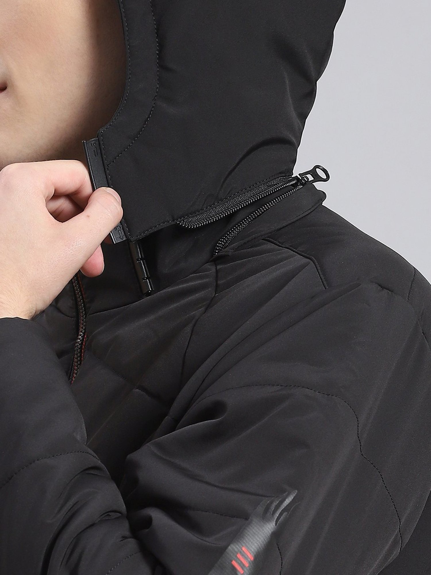 Monte Carlo Jet Black Regular Fit Quilted Hooded Jacket