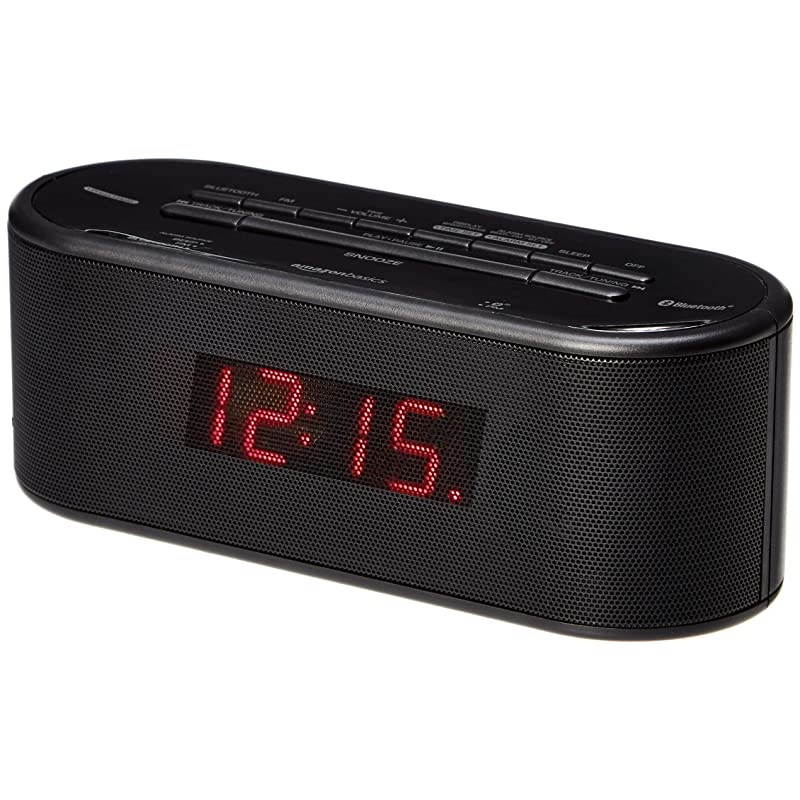 Basics Alarm Clock with FM Radio USB Charging Port and Bluetooth