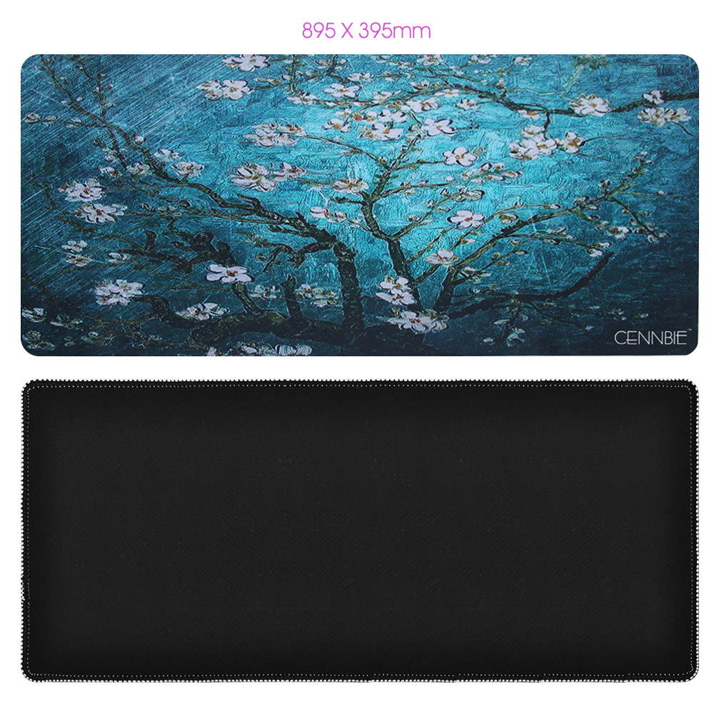 Cennbie Blossoming Almond Tree Rectangle Large Gaming Mouse Pad Extended Oblong Gaming Mousepad Mouse Mat in 895mm*395mm*1.8mm