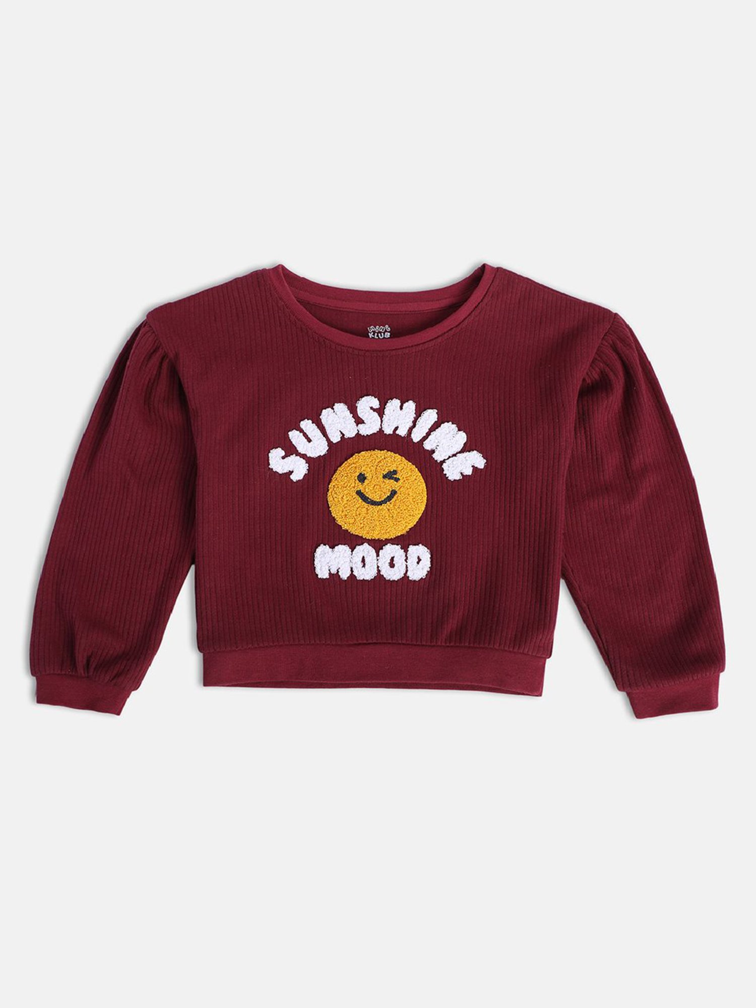 MINIKLUB Kids Maroon Embroidered Full Sleeves Top with Pants