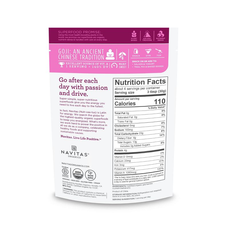 Navitas Organics Vegan Goji Berries - 4oz