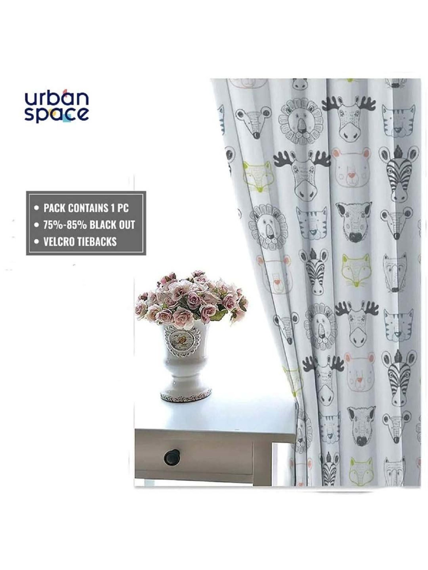 Urban Space White Polyester Door Curtain With Tieback & Eyelet