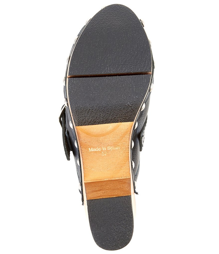 Free People Culver City Leather Studded Buckled Strap Clogs