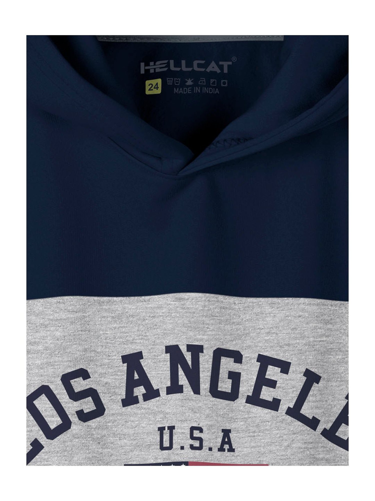 HELLCAT Boys Navy & Grey Color Block Full Sleeves T-Shirt
