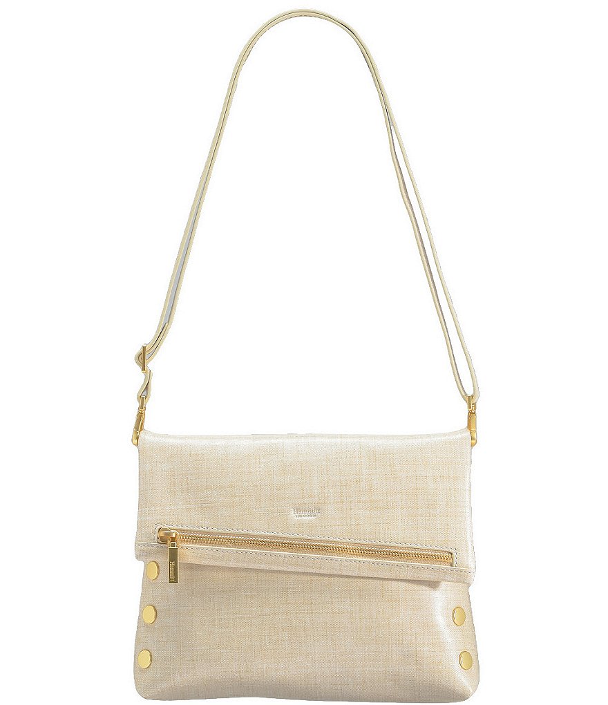 Hammitt VIP Studded Leather Fold-Over Zip Flap Medium Crossbody Bag
