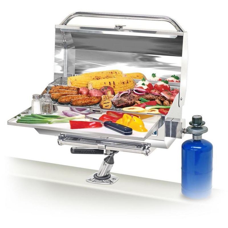 Magma Connoisseur Series ChefsMate Stainless Steel Portable Propane Gas Grill with Inner Lined Safety Shell and Fold Away Legs