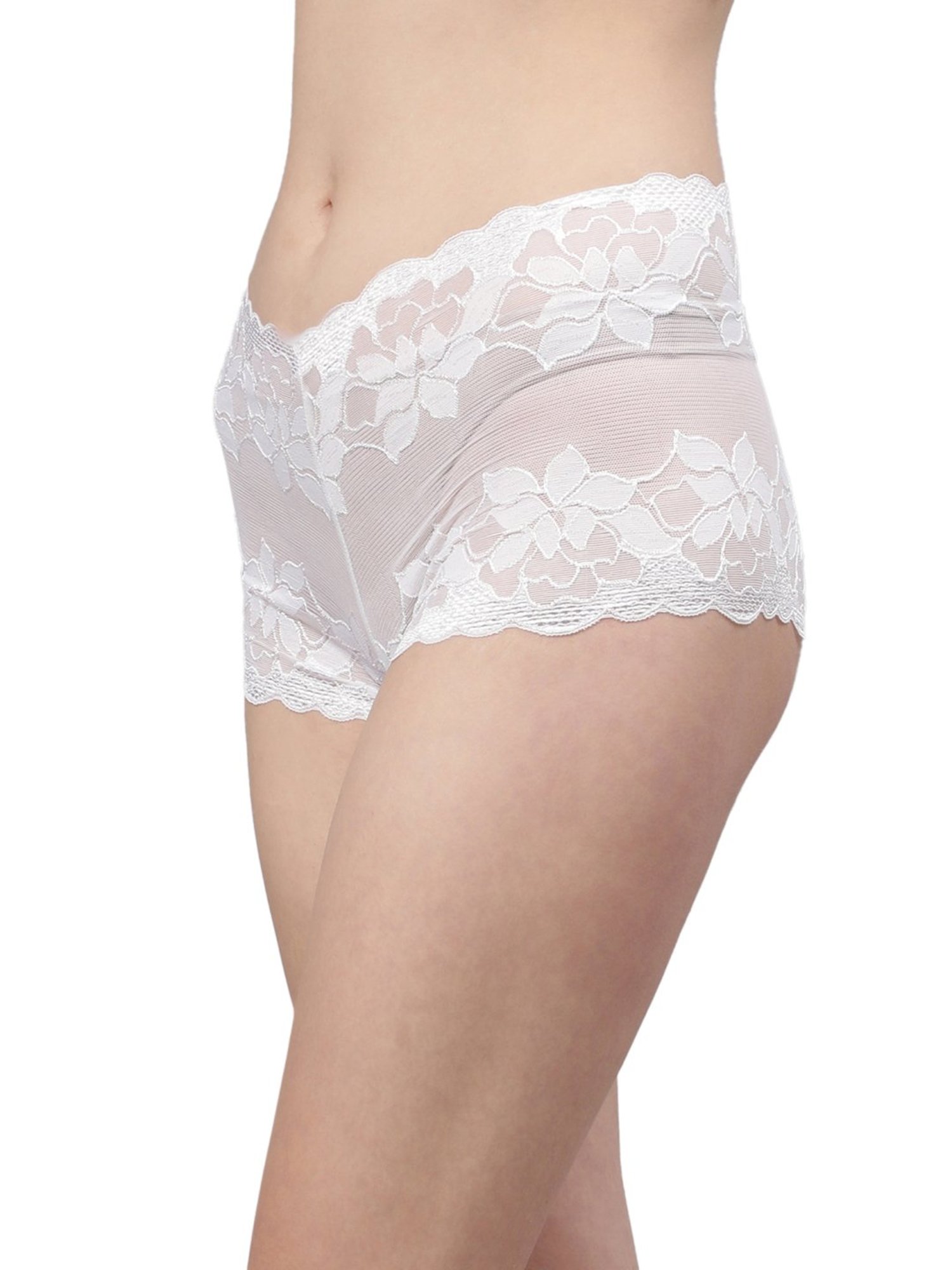Cukoo White Lace Work Boyshorts Panties - Pack Of 3