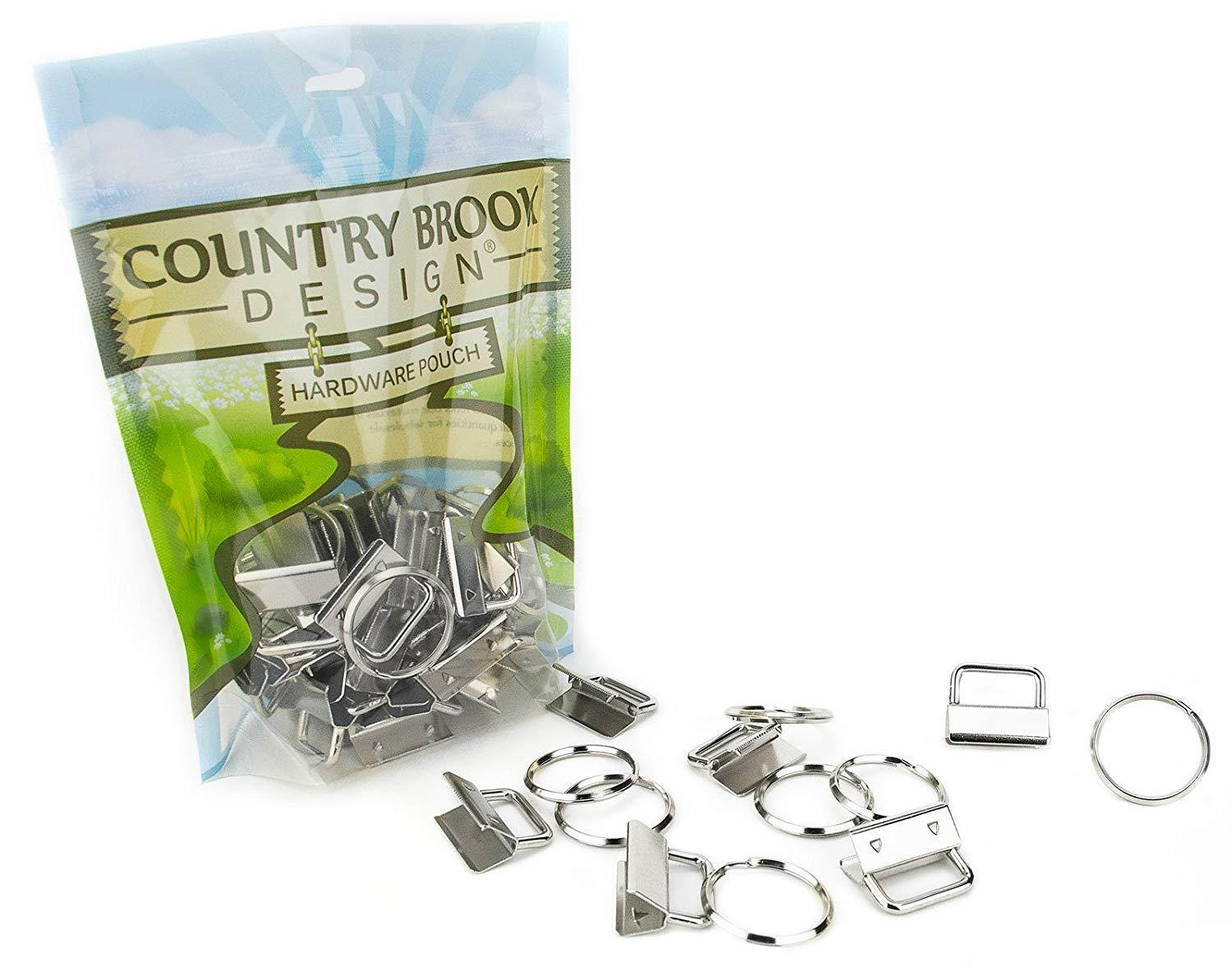 Country Brook Design | 1 Inch Wristlet Key Chain Fob Hardware Set With Key Ring (50 Pack)