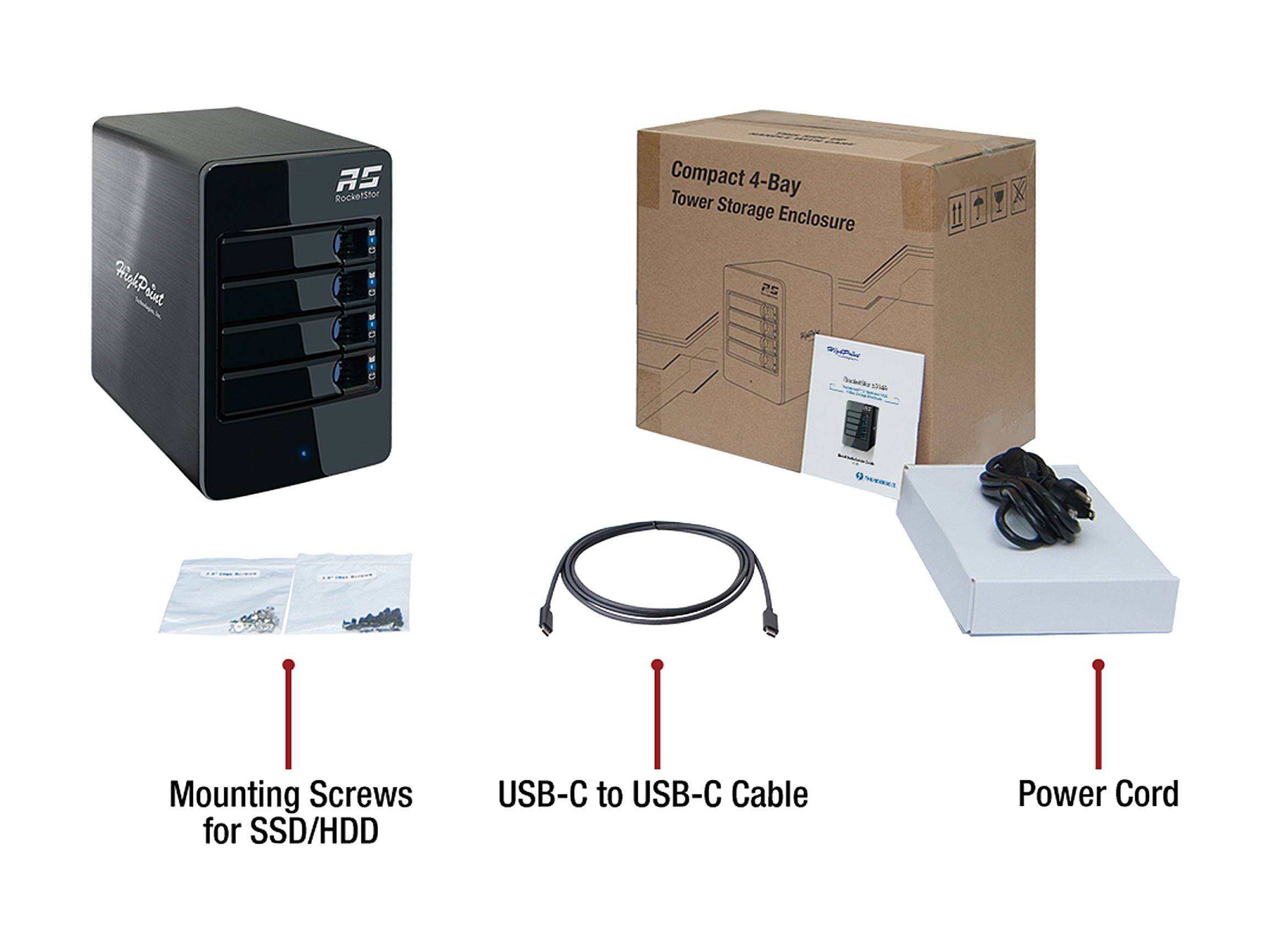 HighPoint RocketStor 6114V 4-Bay RAID 5 USB 3.1 Gen 2 Storage Enclosure