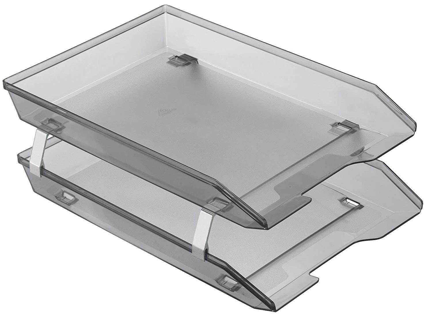 Acrimet Facility 2 Tiers Double Letter Tray Front Load Design (Smoke Color)