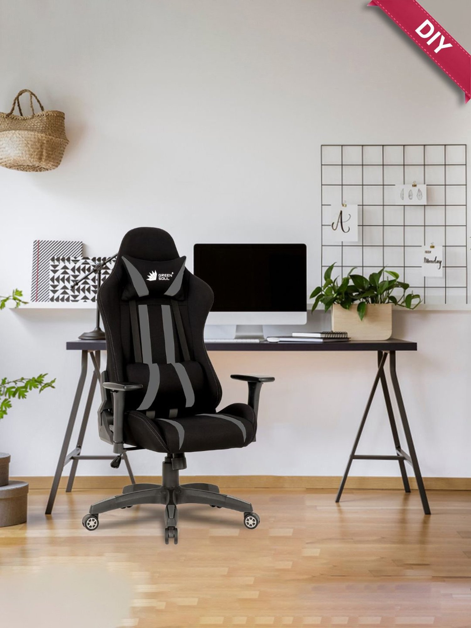 Green Soul Beast Black & Grey PU Leather Gaming Chair