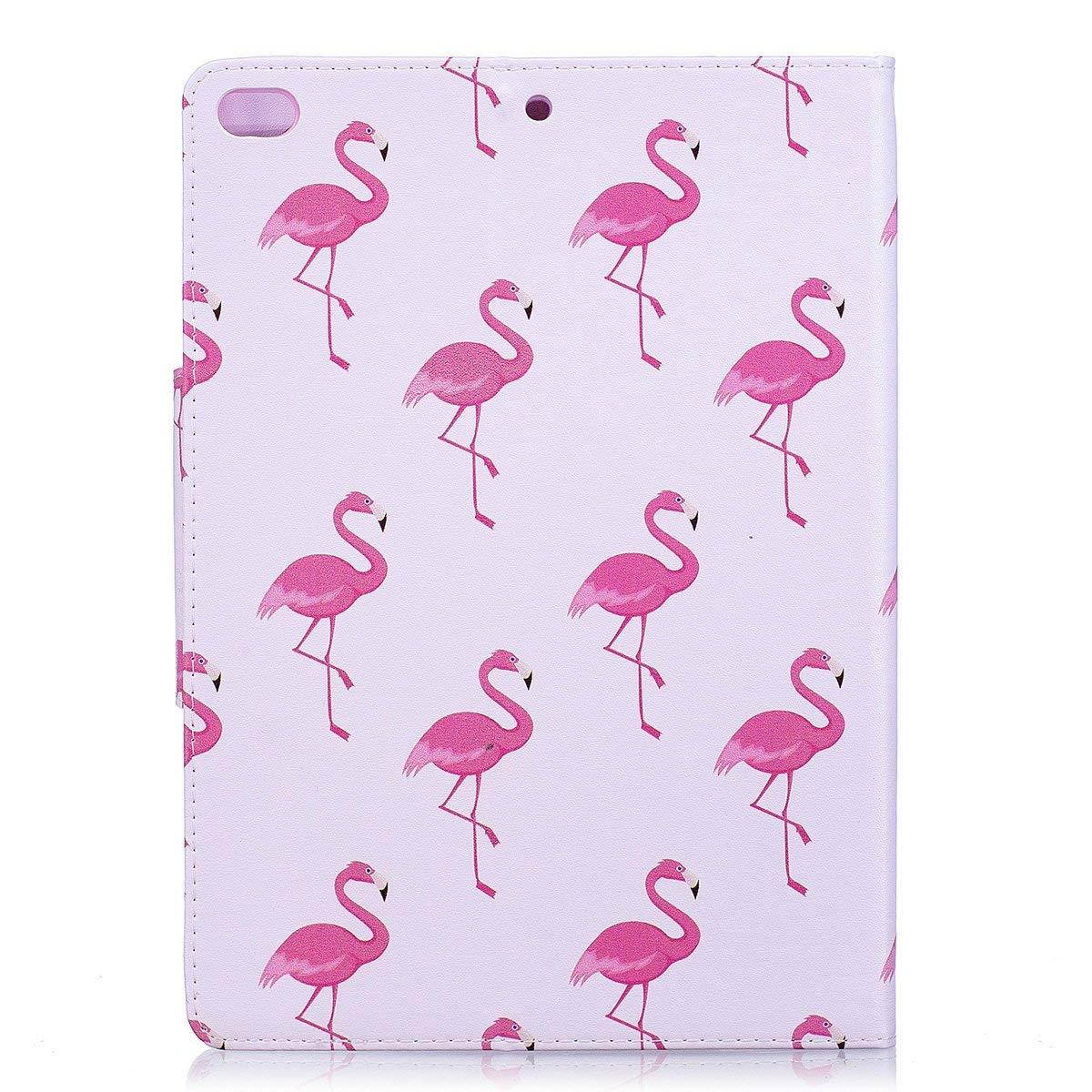 iPad Air case, iPad Air 2 case, Newshine PU Leather Magnetic Closure Flip Stand Case with Credit Card Pocket (Auto Sleep/Wake) for Apple iPad Air & iPad Air 2 - Red Flamingo