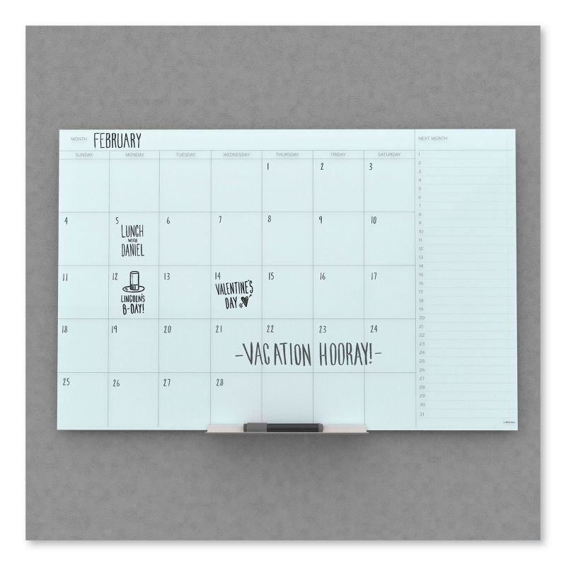 U Brands Floating Glass Dry Erase Undated One Month Calendar, 36 x 24, White 3967U0001
