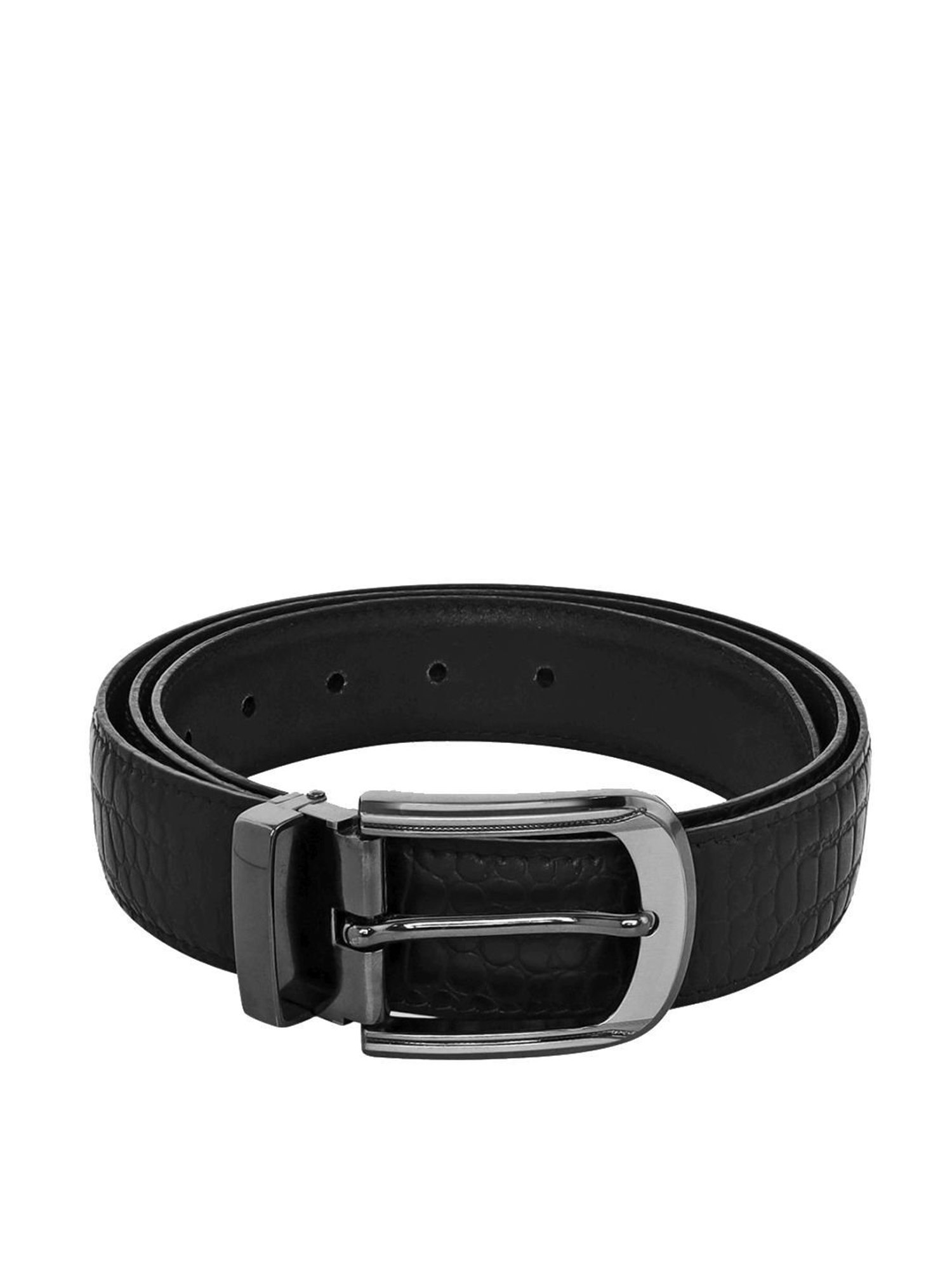 Esbeda Black Casual Leather Bi-Fold Wallet with Belt for Men