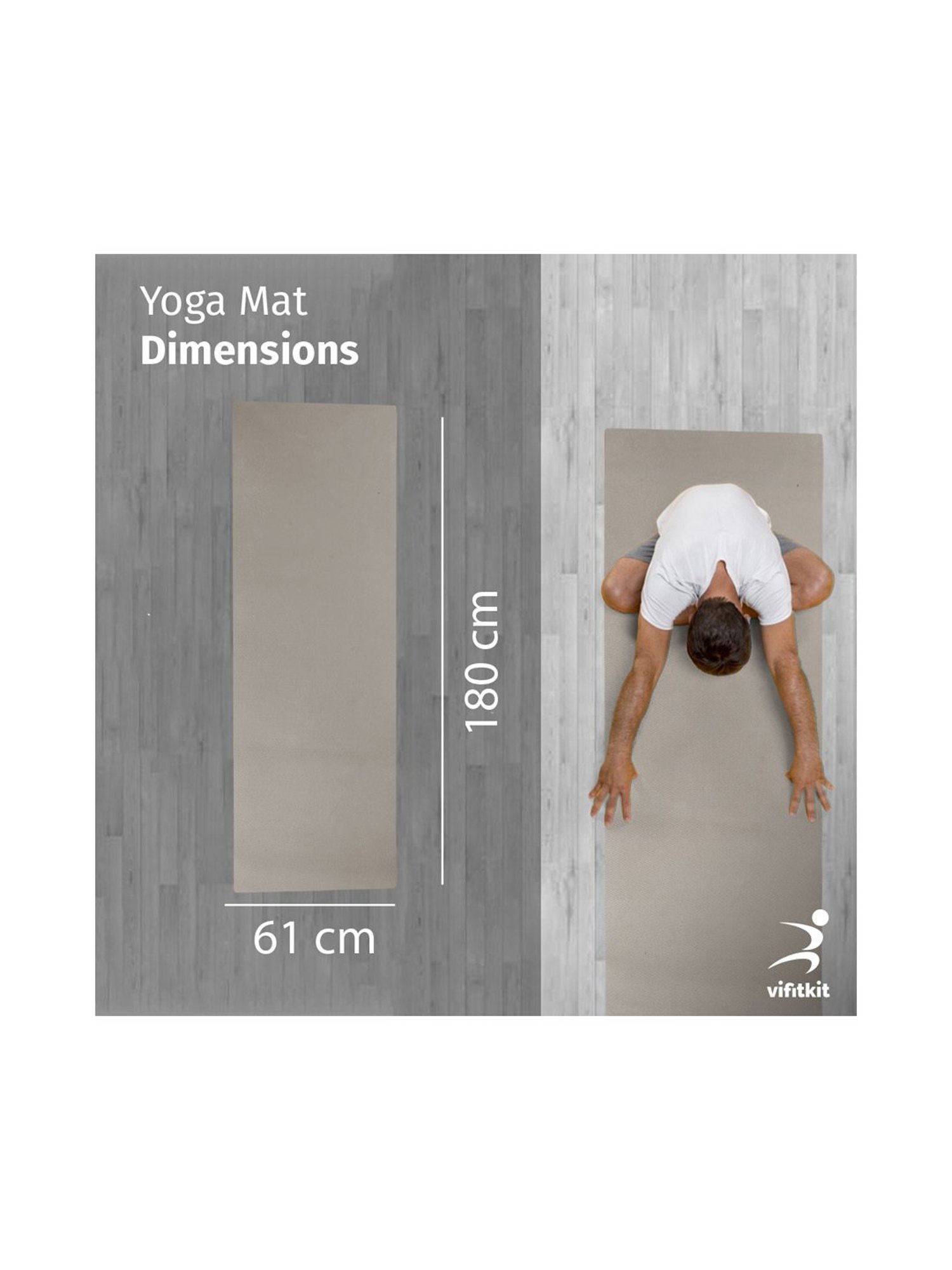 Vifitkit Anti-Skid Yoga Mat (Grey) Size - 6mm