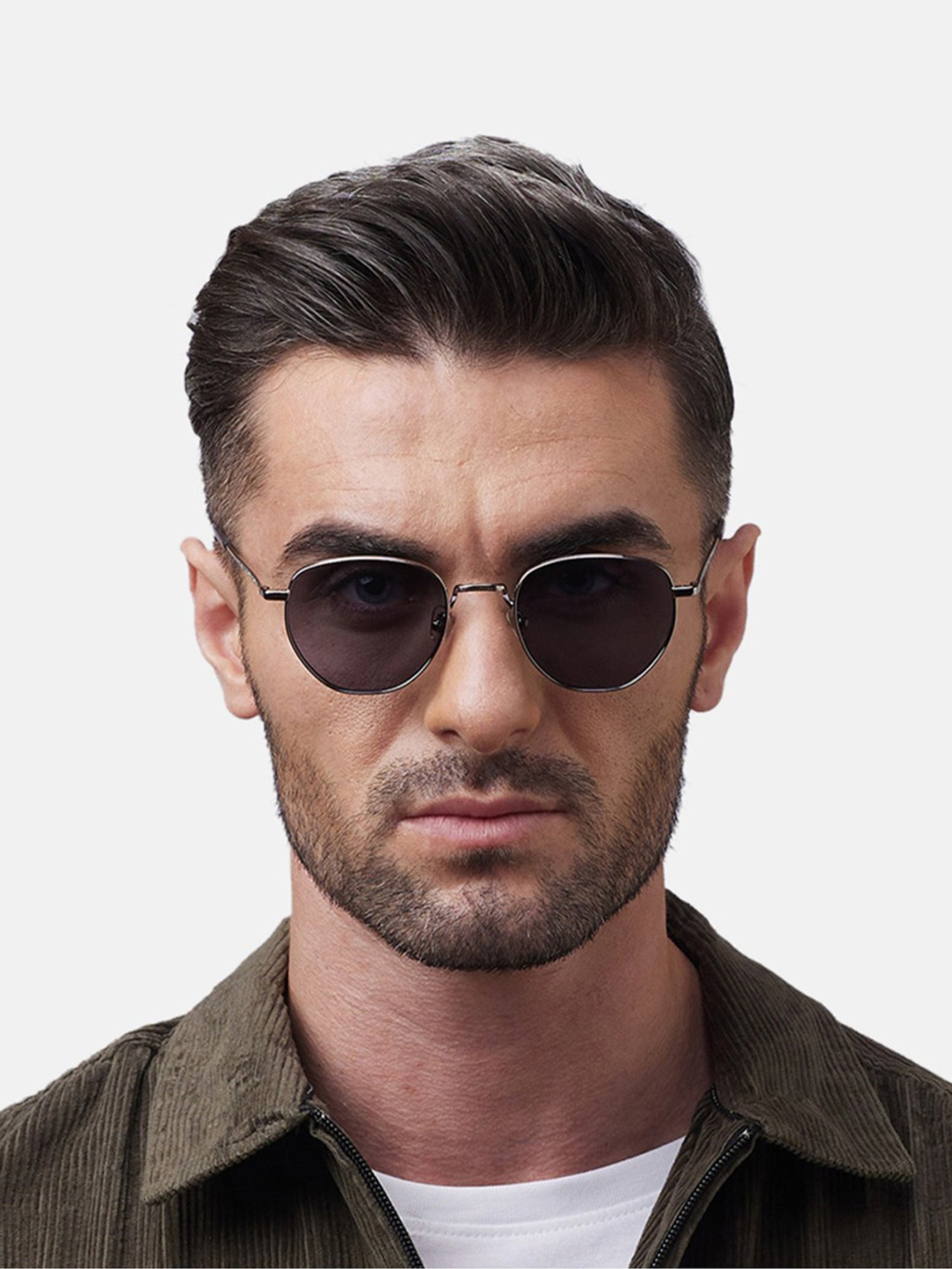 Shisen Fox Fuji Gun-Blue Round Unisex UV Protection Sunglasses -50 mm