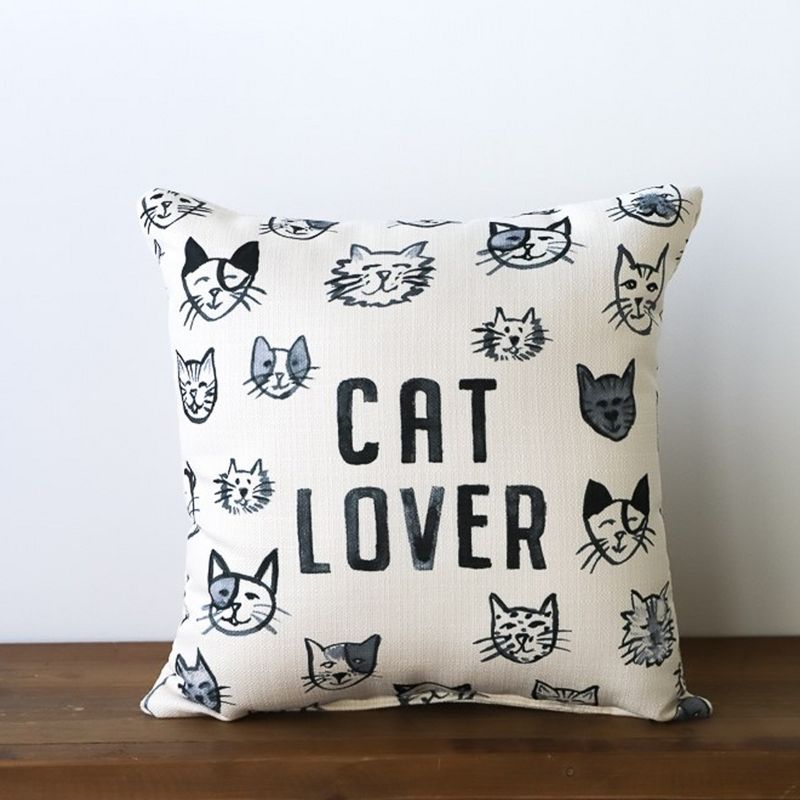 Home Decor 16.0" Cat Lover Pillow Family Pet Kitten  -  Decorative Pillow
