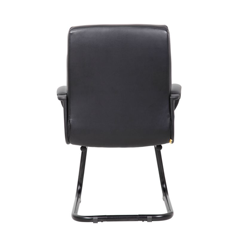 Executive Mid Back Leatherplus Guest Chair with Cantilever Sled Base Black - Boss Office Products